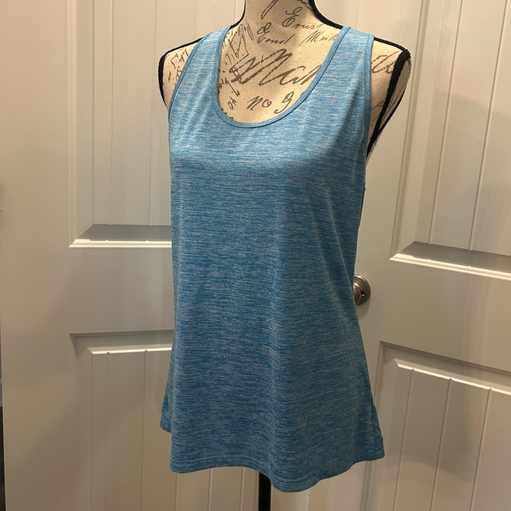 ICTIVE ATHLETIC TANK Top Racerback with Keyhole Marled Blue Color Size Medium